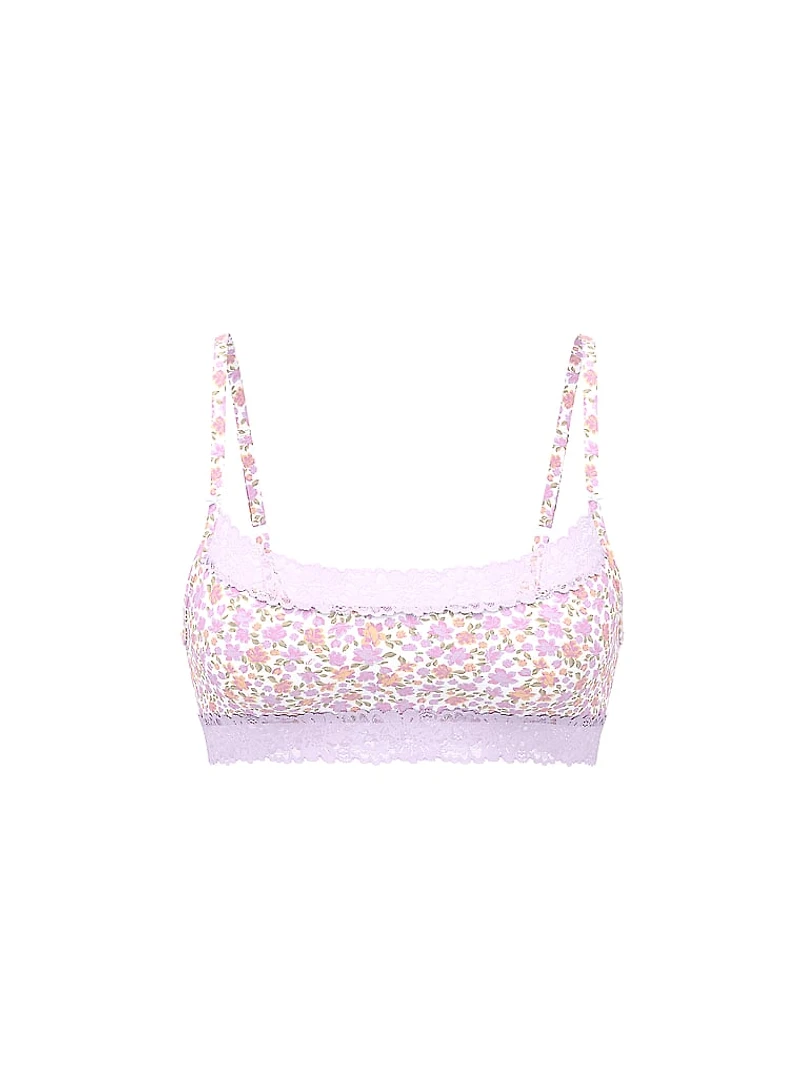 Cotton Unlined Lace-Trim Scoop Bralette