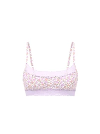 Cotton Unlined Lace-Trim Scoop Bralette