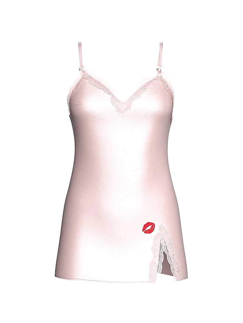 Tease Satin Lace-Trim Mini Slip Dress