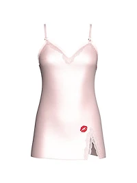 Tease Satin Lace-Trim Mini Slip Dress