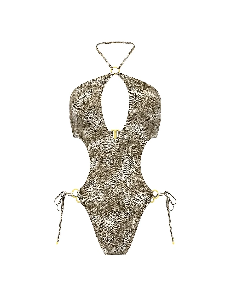 Glam Rings Halter Monokini One-Piece Swimsuit