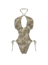 Glam Rings Halter Monokini One-Piece Swimsuit