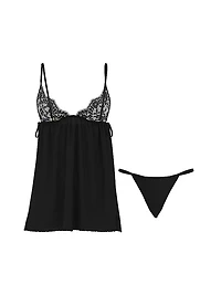 Lace Triangle Pleated Babydoll Set