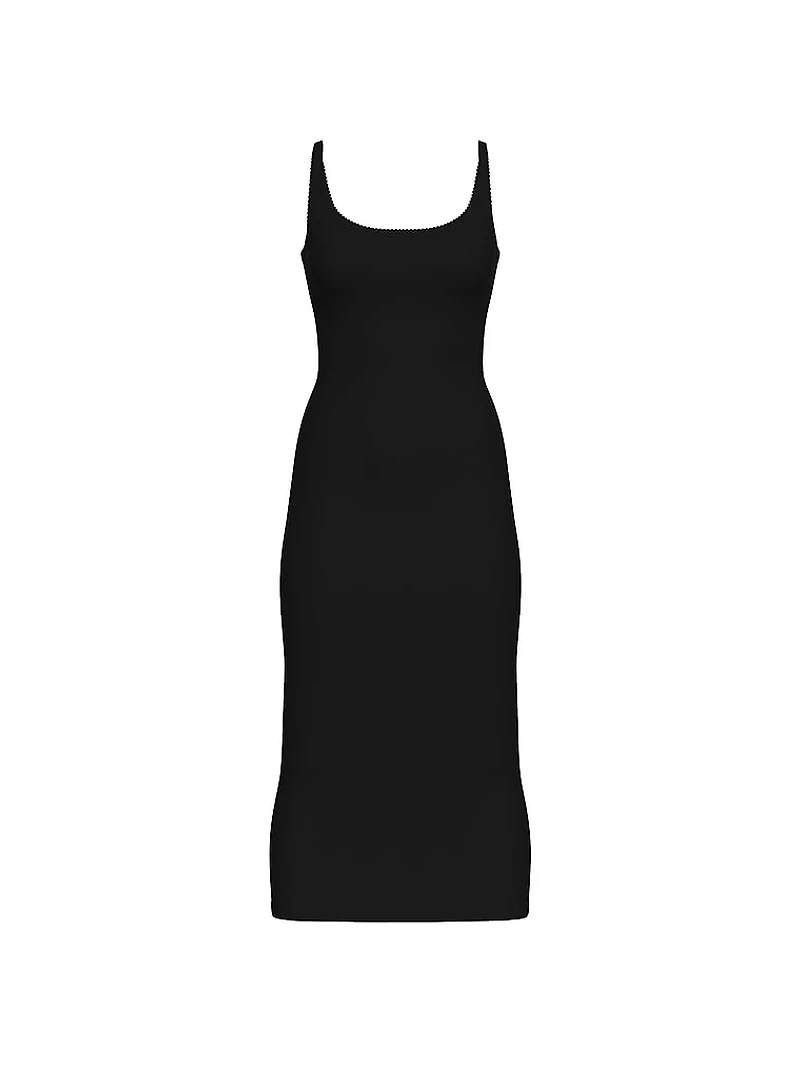 All-Day Soft Rib High-Neck Midi Dress