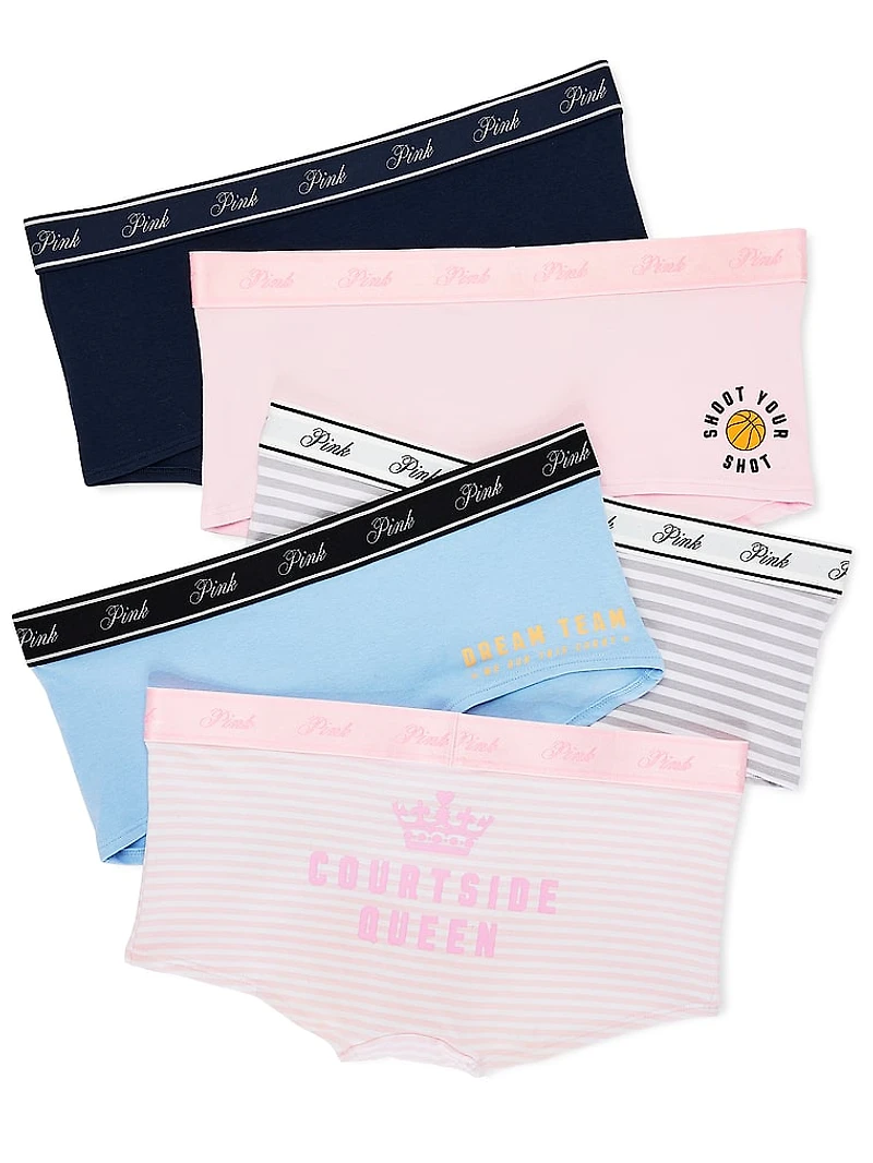5-Pack Logo Cotton Boyshort Panties