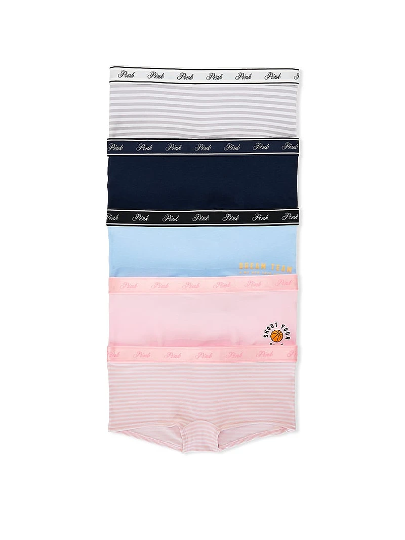 5-Pack Logo Cotton Boyshort Panties