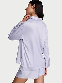 Signature Satin Long-Sleeve Short Pajama Set