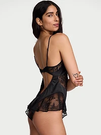 Satin & Rose Lace Flutter Romper
