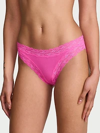 Cotton Pointelle Lace-Waist Bikini