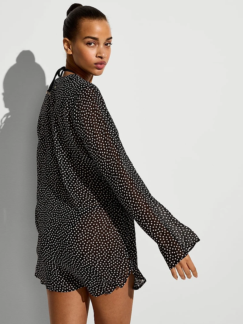 Beachwear Sheer Crinkle Tunic Dress