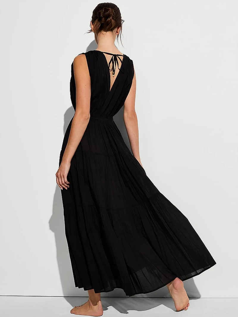 Beachwear Plunge Tiered Maxi Dress