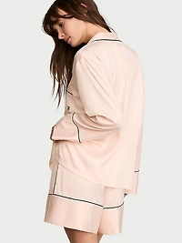 Signature Satin Long-Sleeve Short Pajama Set