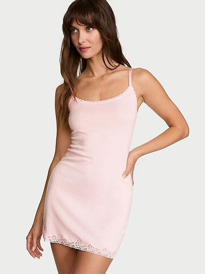 Cotton Shadow Stripe Slip Dress