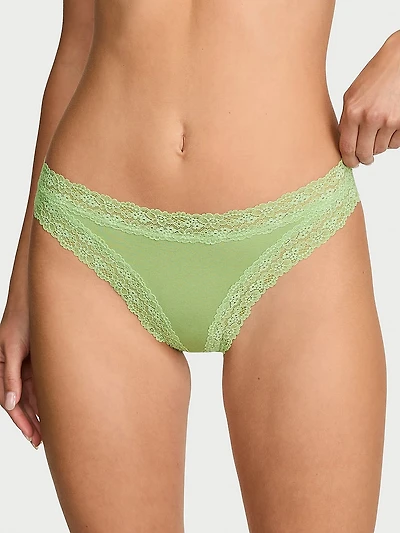 Cotton Bow Lace-Trim Bikini Panty