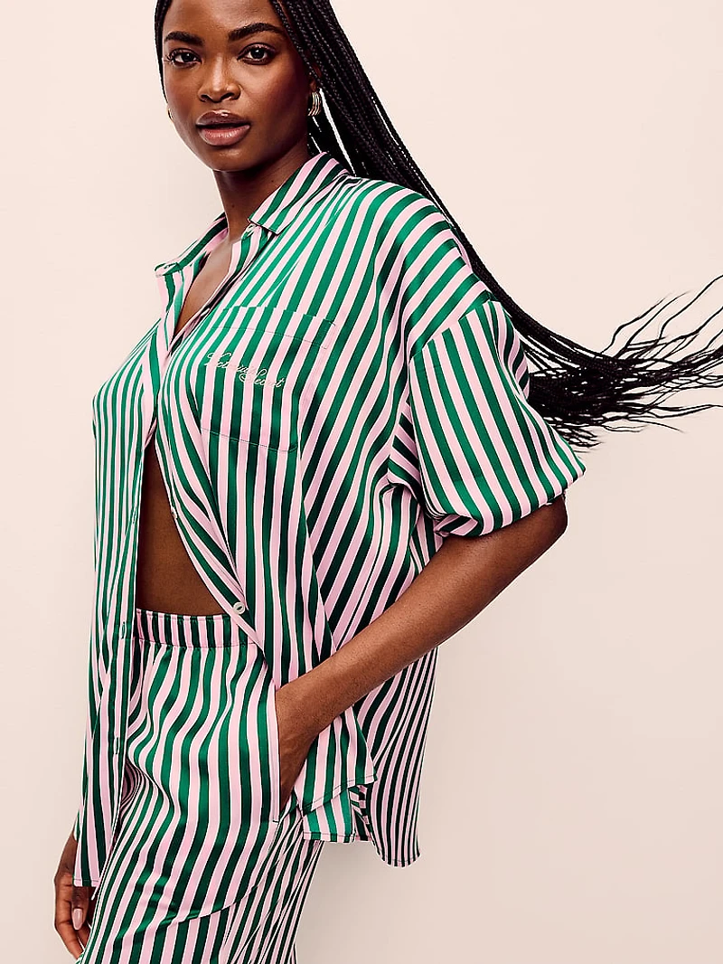 Signature Satin Oversized Long Pajama Set