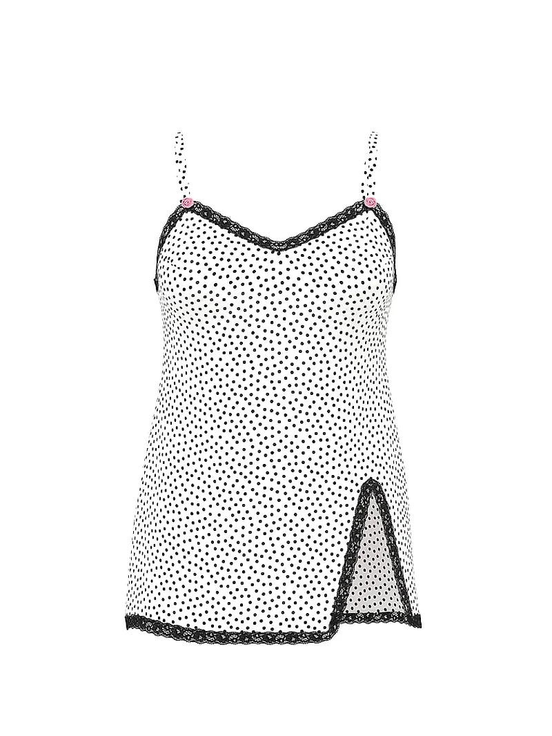 Chiffon Lace-Trim Mini Slip Dress