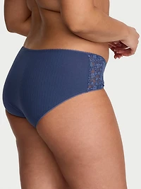 Cotton Pointelle Floral Lace-Trim Hiphugger Panty