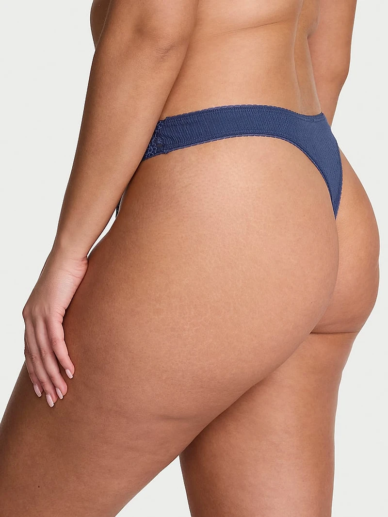 Stretch Cotton High-Leg Scoop Thong Panty