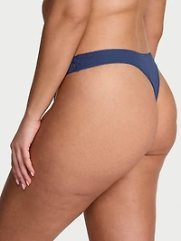 Stretch Cotton High-Leg Scoop Thong Panty