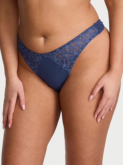 Stretch Cotton High-Leg Scoop Thong Panty