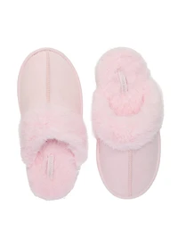 Faux Suede & Fur Closed-Toe Slippers