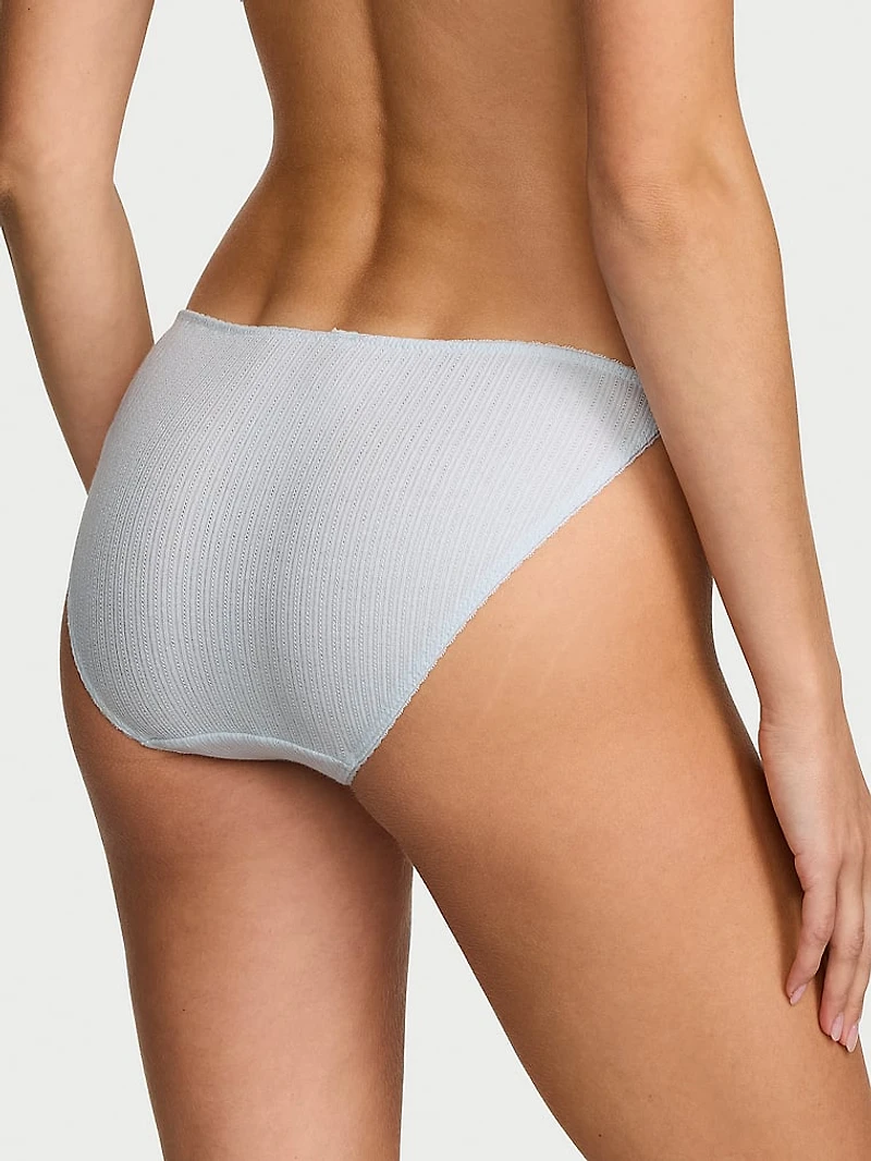 Cotton Pointelle Floral Lace-Trim String Bikini Panty