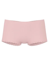Seamless Rib Lace-Trim Boyshort Panty