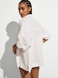 Beachwear Linen Boxy Long-Sleeve Shirt