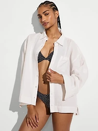 Beachwear Linen Boxy Long-Sleeve Shirt