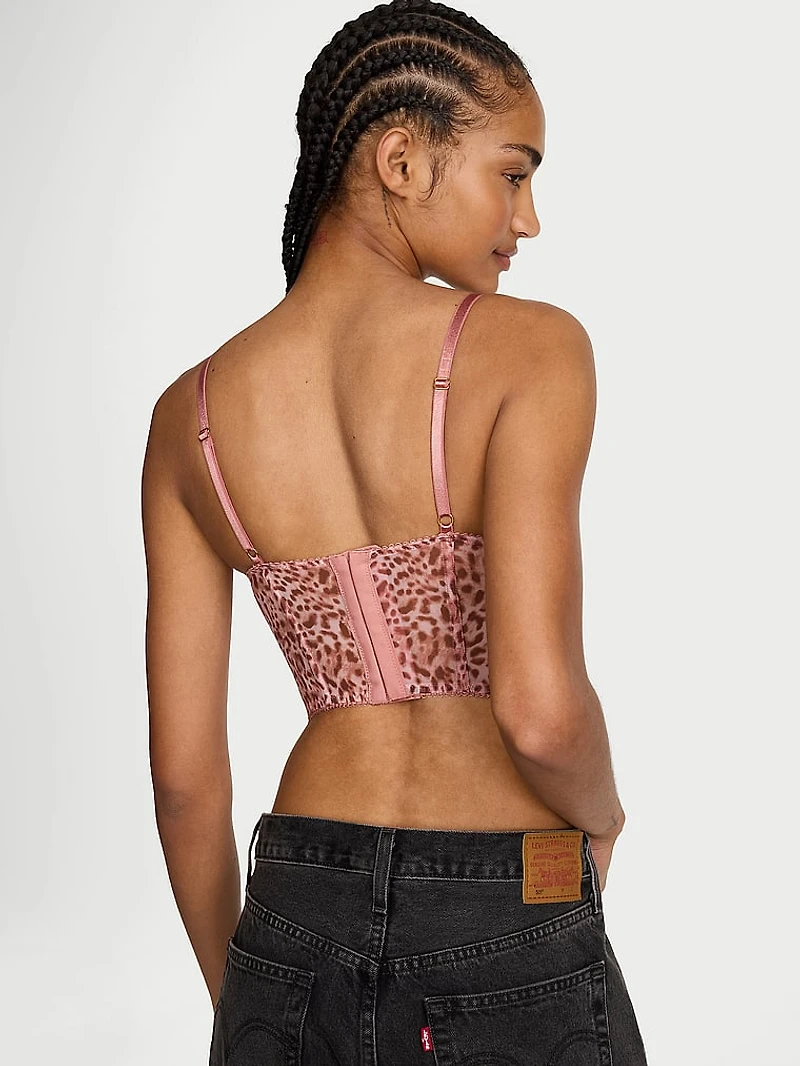 Sweet Leopard Mesh Corset Top