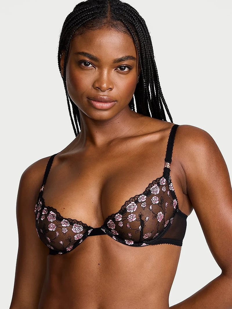 Tease Rose Embroidery Unlined Demi Bra