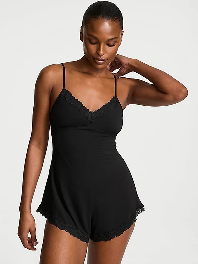 SoSoft™ Modal Lace-Trim Romper