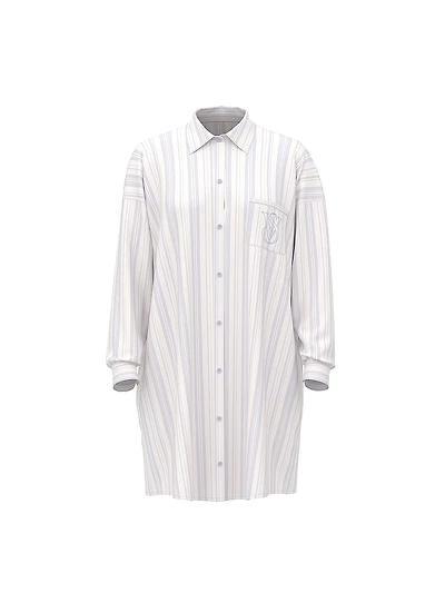 Modal-Cotton Button-Front Sleepshirt