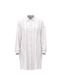 Modal-Cotton Button-Front Sleepshirt