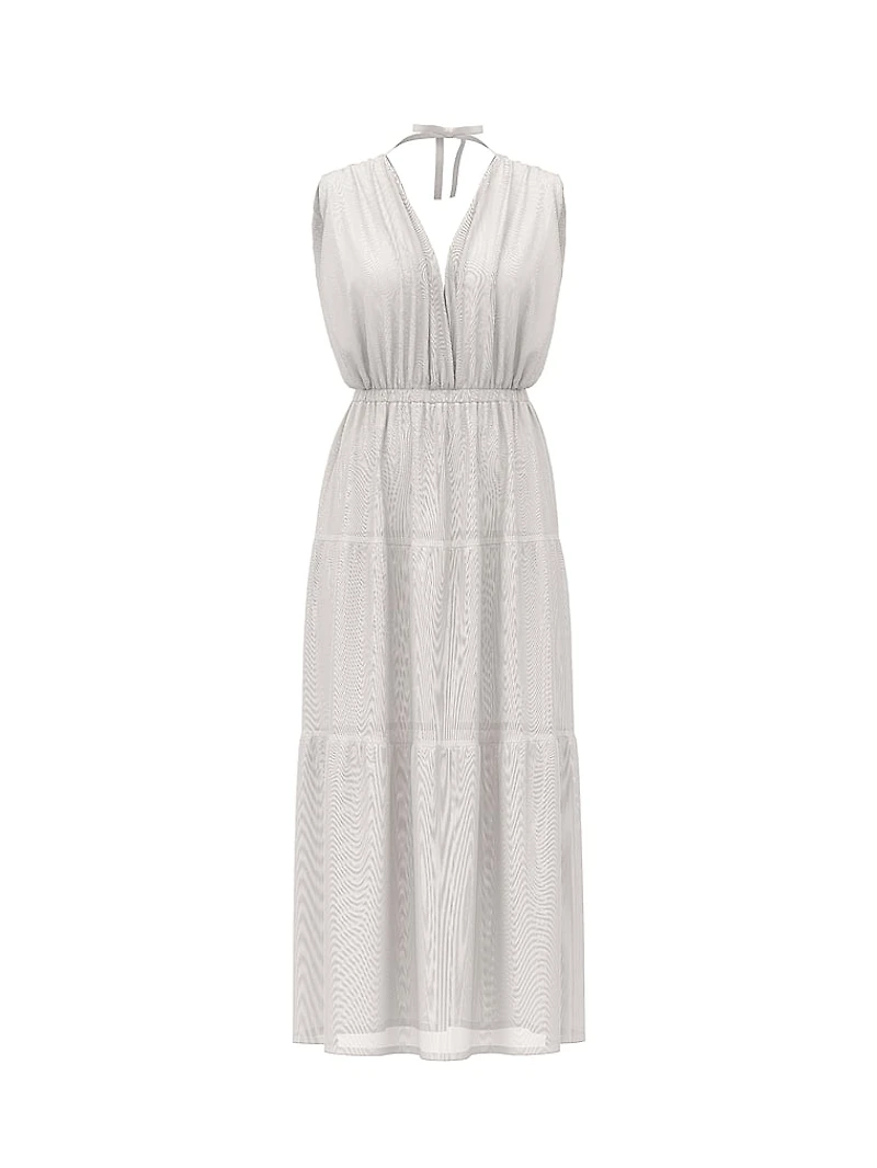 Beachwear Plunge Tiered Maxi Dress