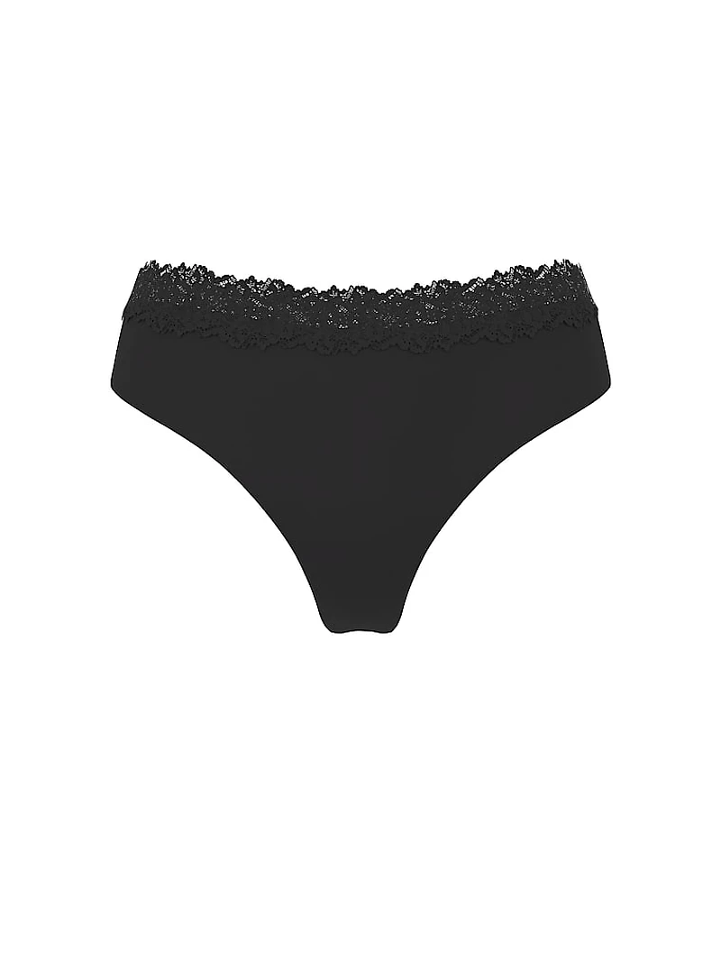 Body by Victoria Flex Lace-Trim Mid-Rise Thong Panty
