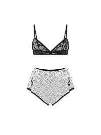 Lace Bralette & Chiffon Polka Dot Shorts Set