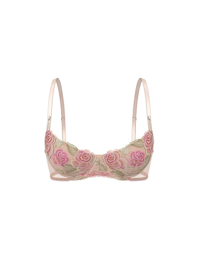 Peony Embroidery Lightly Lined Demi Bra