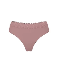 Body by Victoria Flex Lace-Trim Mid-Rise Thong Panty