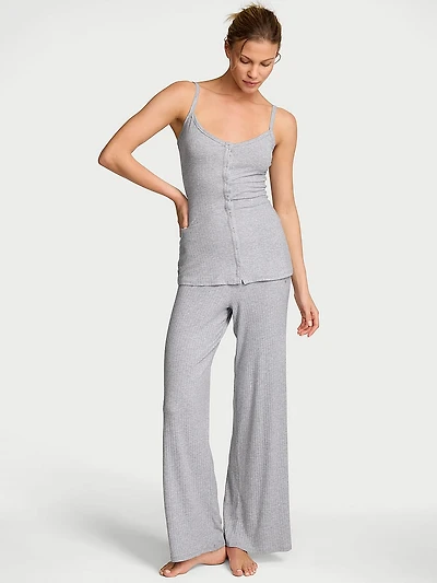 SoSoft™ Modal Wide-Rib Button-Front Cami & Pants Set