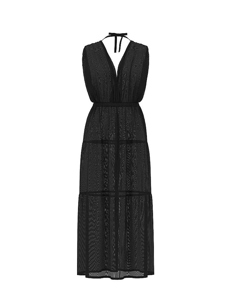 Beachwear Plunge Tiered Maxi Dress