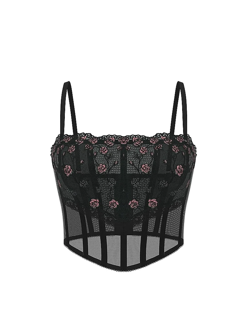 Tease Rose Embroidery Corset Top