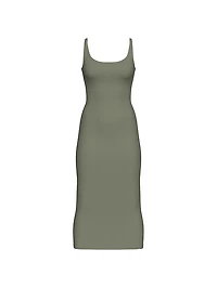 All-Day Soft Rib High-Neck Midi Dress