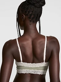 Cotton Unlined Lace-Trim Front-Close Triangle Bralette