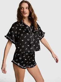 GRWPINK™ Satin Short-Sleeve and Shorts Pajama Set