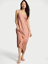 Leopard Jacquard Satin Midi Slip Dress