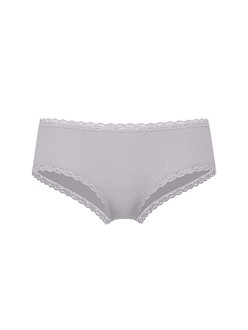 Cotton Pointelle Lace-Trim Cheeky Panty