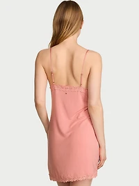 SoSoft™ Modal Lace-Trim Tie-Front Slip Dress