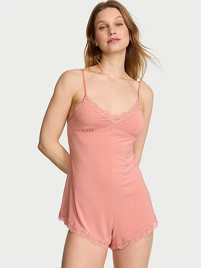 SoSoft™ Modal Lace-Trim Romper
