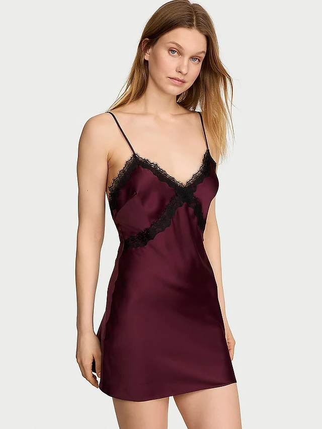 modal soft & lace trim straight-neck slip dress VS Modal Soft & Lace Trim Straight-Neck Slip Dress